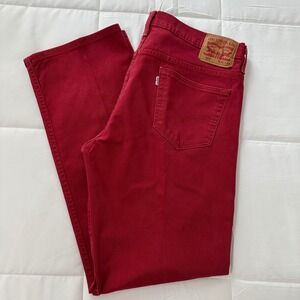 Levi's 569 Loose Straight Fit Red Jeans 36x34 Denim Pants * damage to lower leg